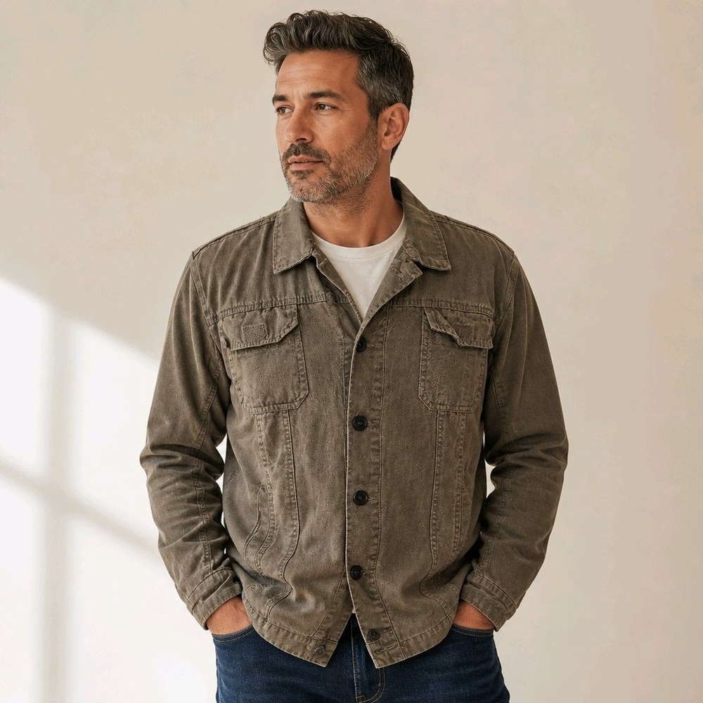 Brave Soul XL Olive Green Cotton Military Style Utility Jacket